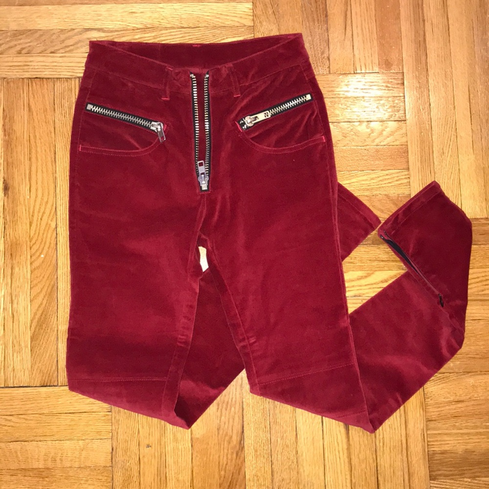 UNIF velvet red pants